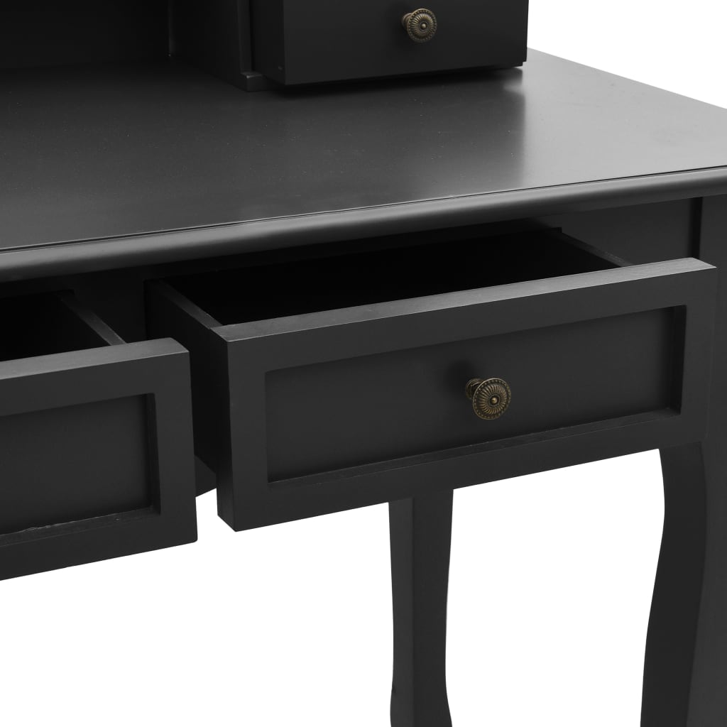Ensemble de coiffeuse et tabouret Noir 100x40x146 cm Paulownia Coiffeuses vidaXL