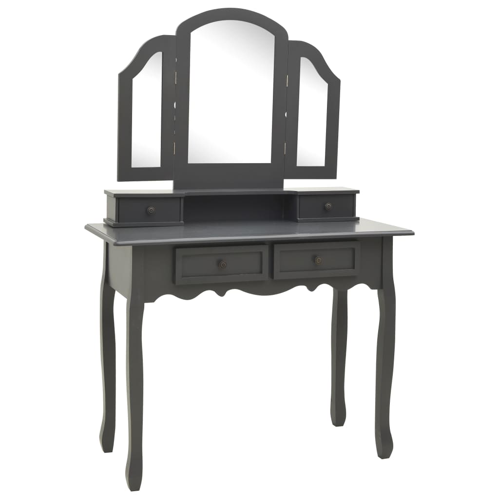 Ensemble de coiffeuse avec tabouret Gris 100x40x146cm Paulownia - XIOS