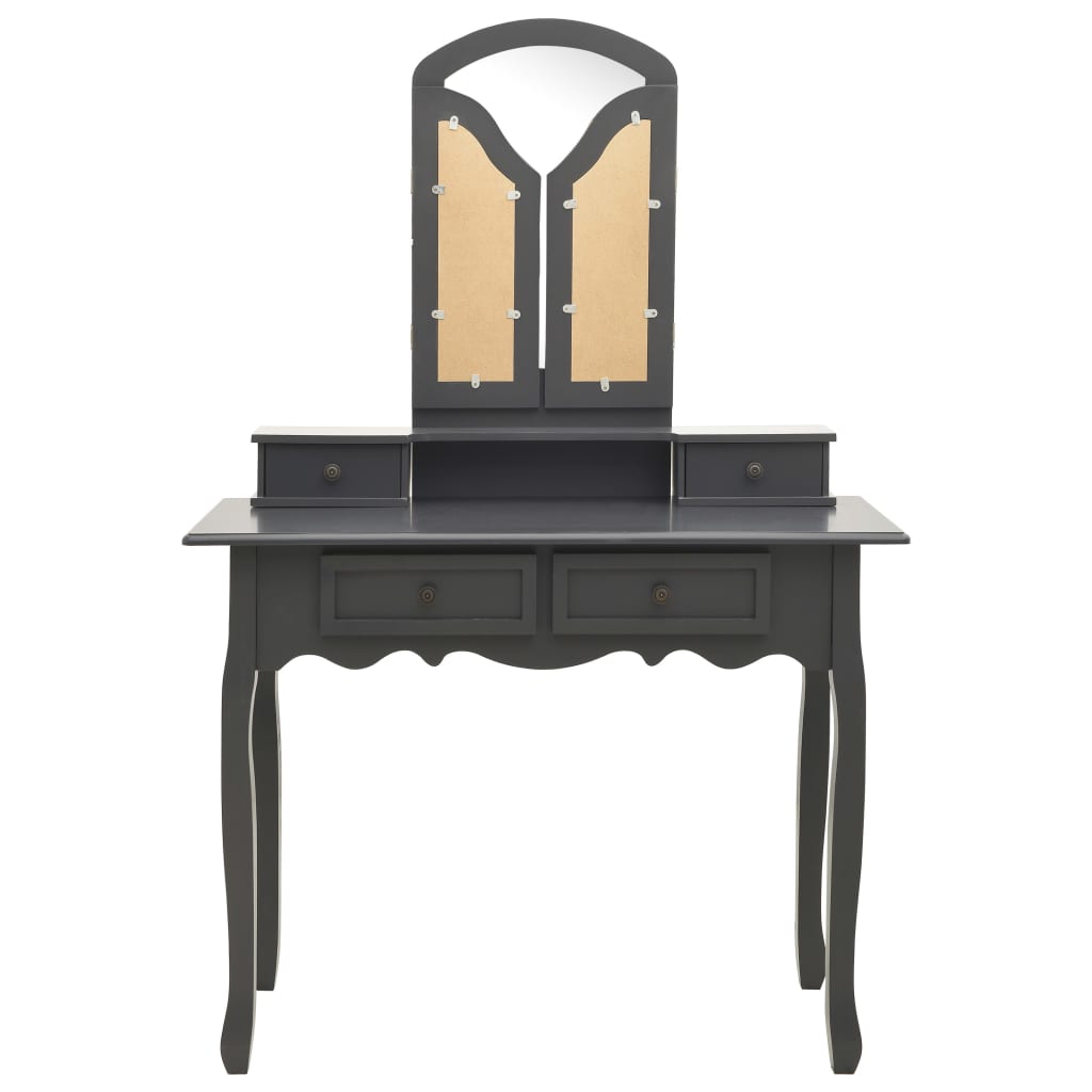 Ensemble de coiffeuse avec tabouret Gris 100x40x146cm Paulownia - XIOS
