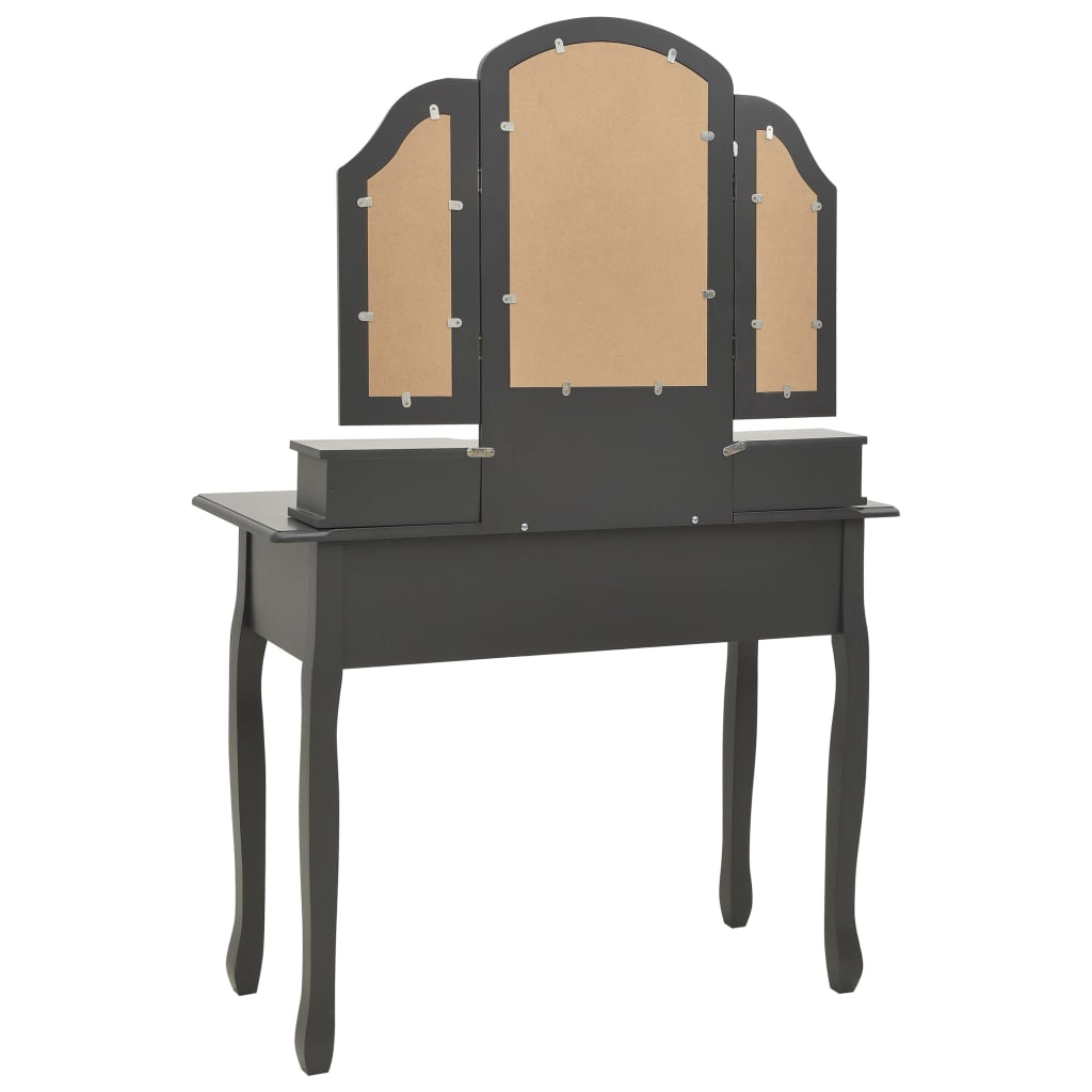 Ensemble de coiffeuse avec tabouret Gris 100x40x146cm Paulownia - XIOS