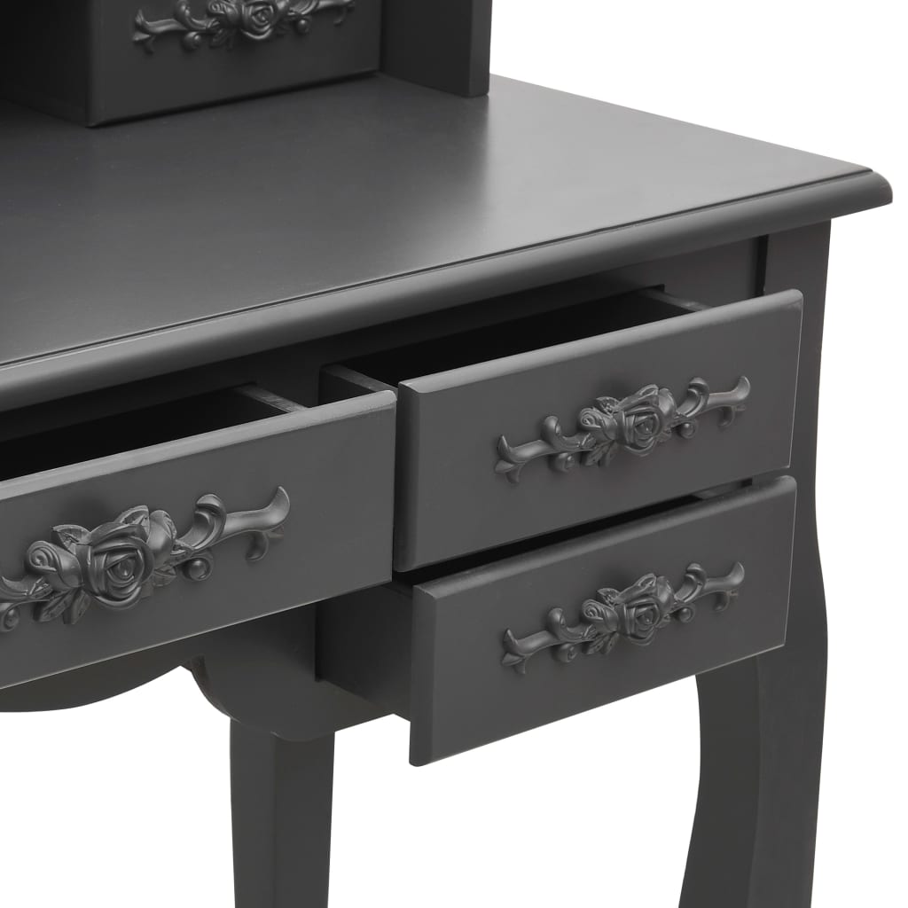Coiffeuse avec tabouret et miroir pliable en 3 Gris - XIOS