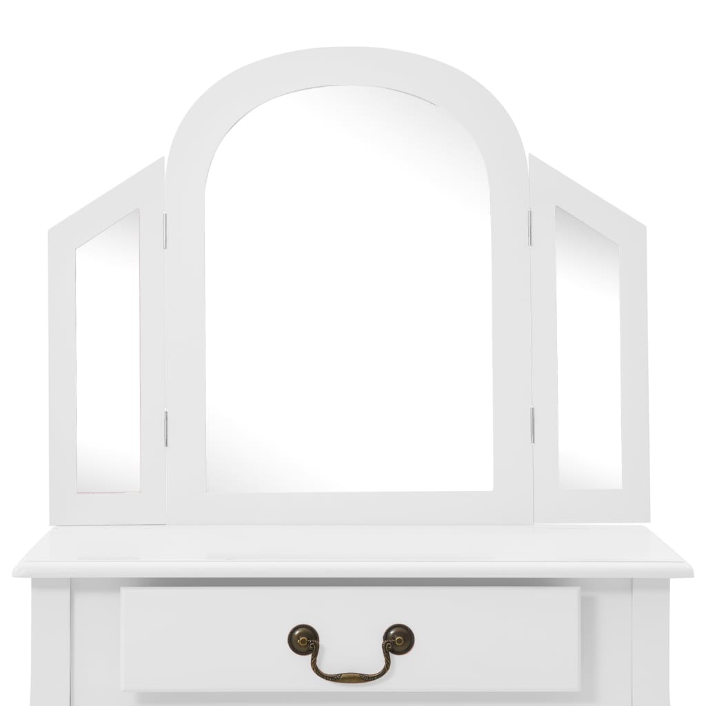 Coiffeuse et tabouret Blanc 65x36x128 cm Bois de paulownia MDF - XIOS