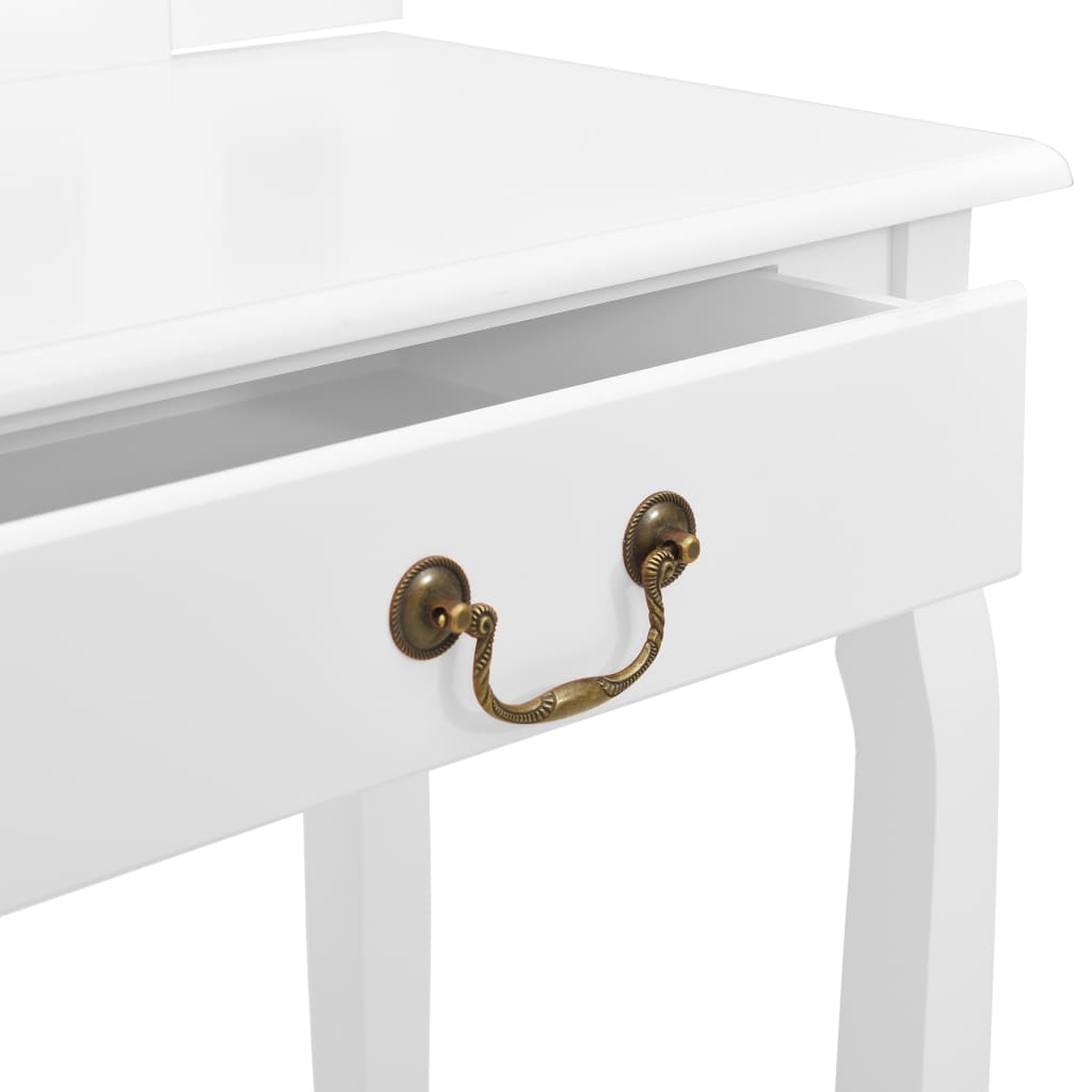 Coiffeuse et tabouret Blanc 65x36x128 cm Bois de paulownia MDF - XIOS