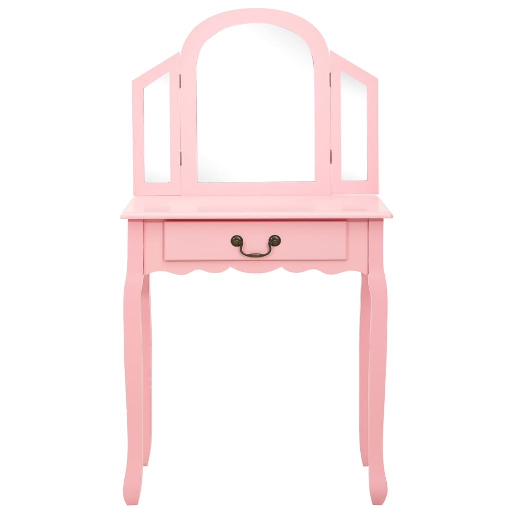 Coiffeuse et tabouret Rose 65x36x128 cm Bois de paulownia MDF - XIOS