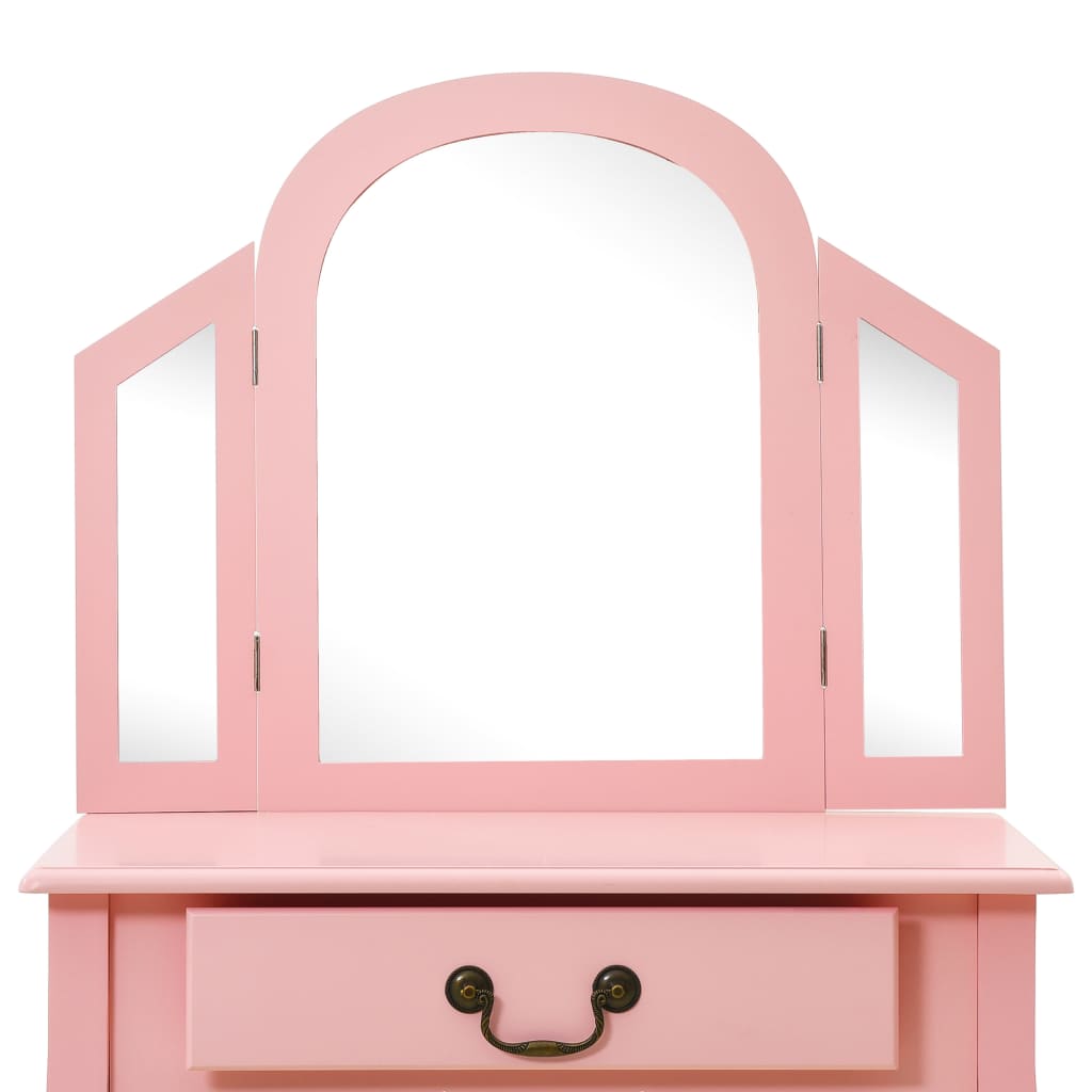 Coiffeuse et tabouret Rose 65x36x128 cm Bois de paulownia MDF - XIOS