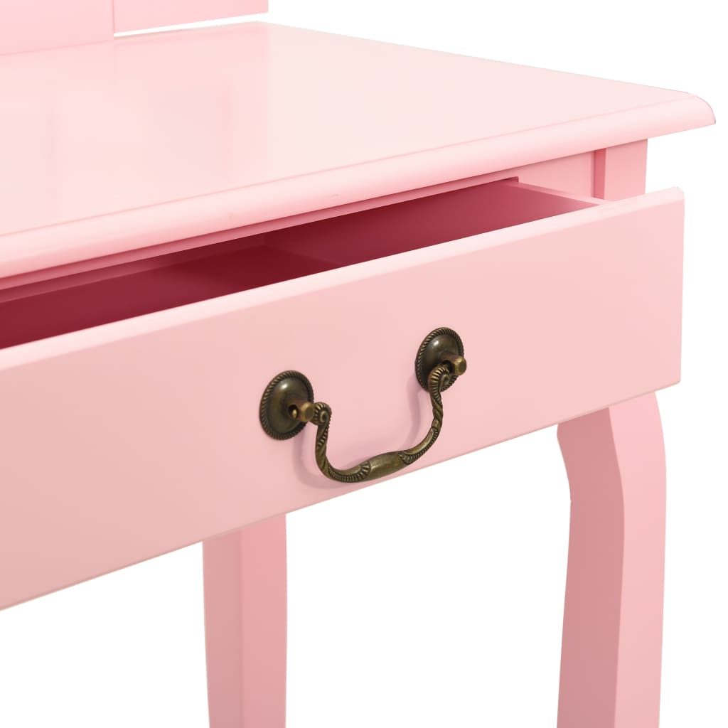 Coiffeuse et tabouret Rose 65x36x128 cm Bois de paulownia MDF - XIOS