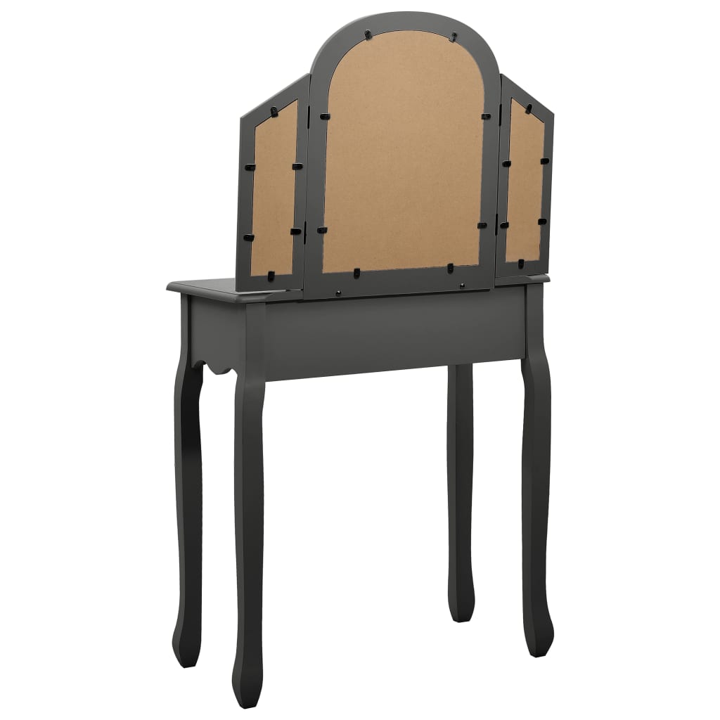 Coiffeuse et tabouret Gris 65x36x128 cm Bois de paulownia MDF - XIOS