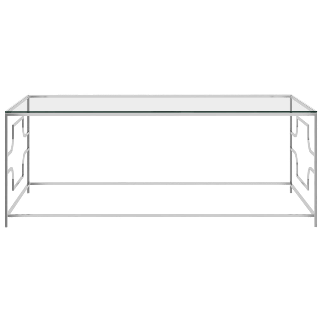 Table basse Argenté 120x60x45 cm Acier inoxydable et verre - XIOS