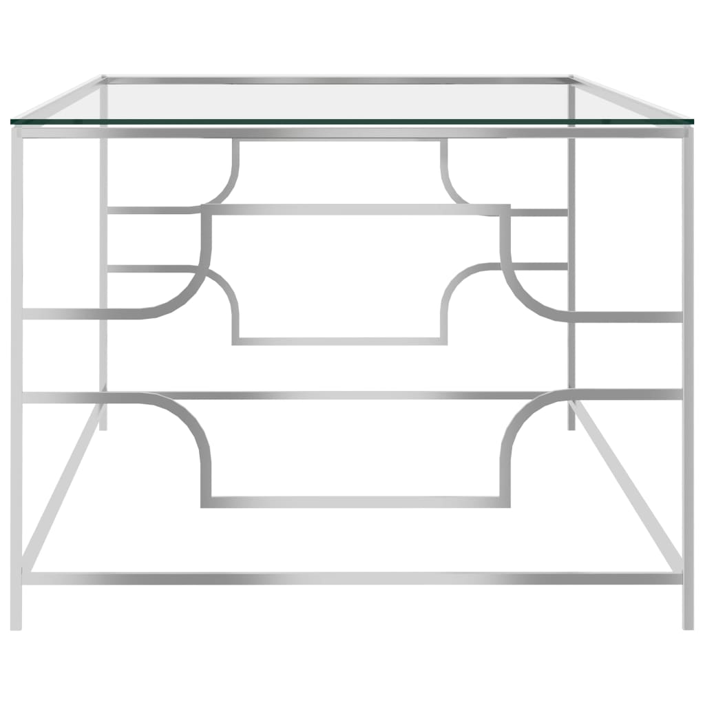 Table basse Argenté 120x60x45 cm Acier inoxydable et verre - XIOS