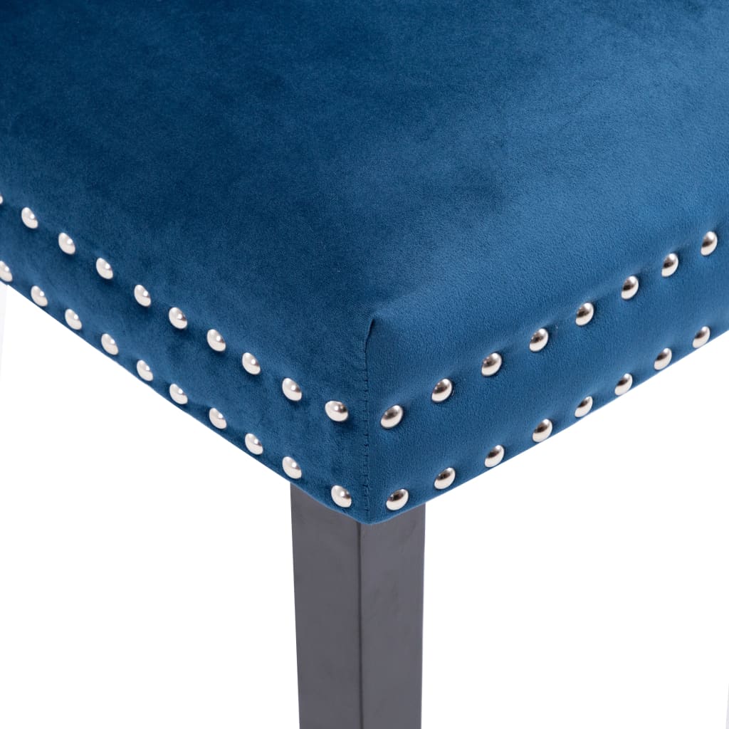 Chaises à manger lot de 2 bleu velours