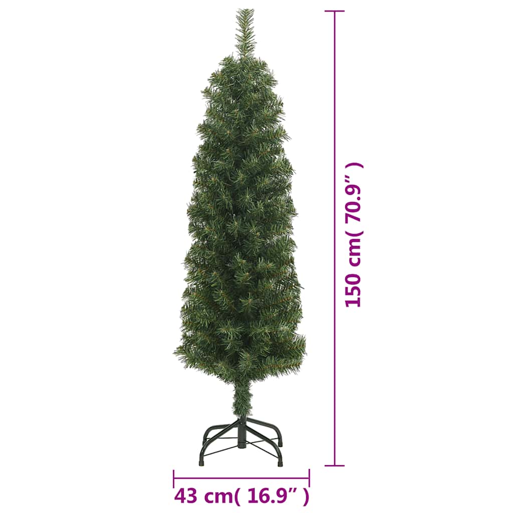 Sapin de Noël artificiel mince avec support vert 150 cm PVC - XIOS