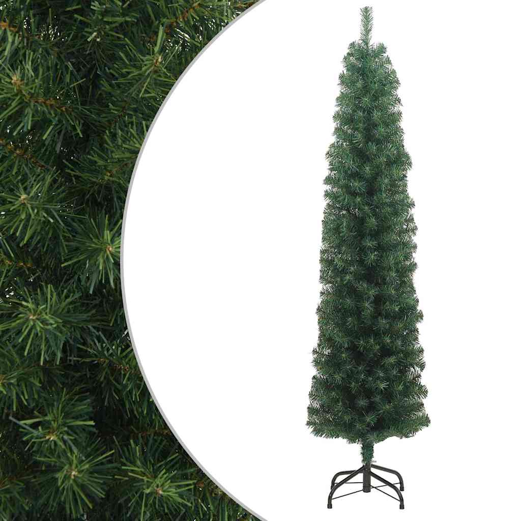 Sapin de Noël artificiel mince avec support vert 180 cm PVC - XIOS