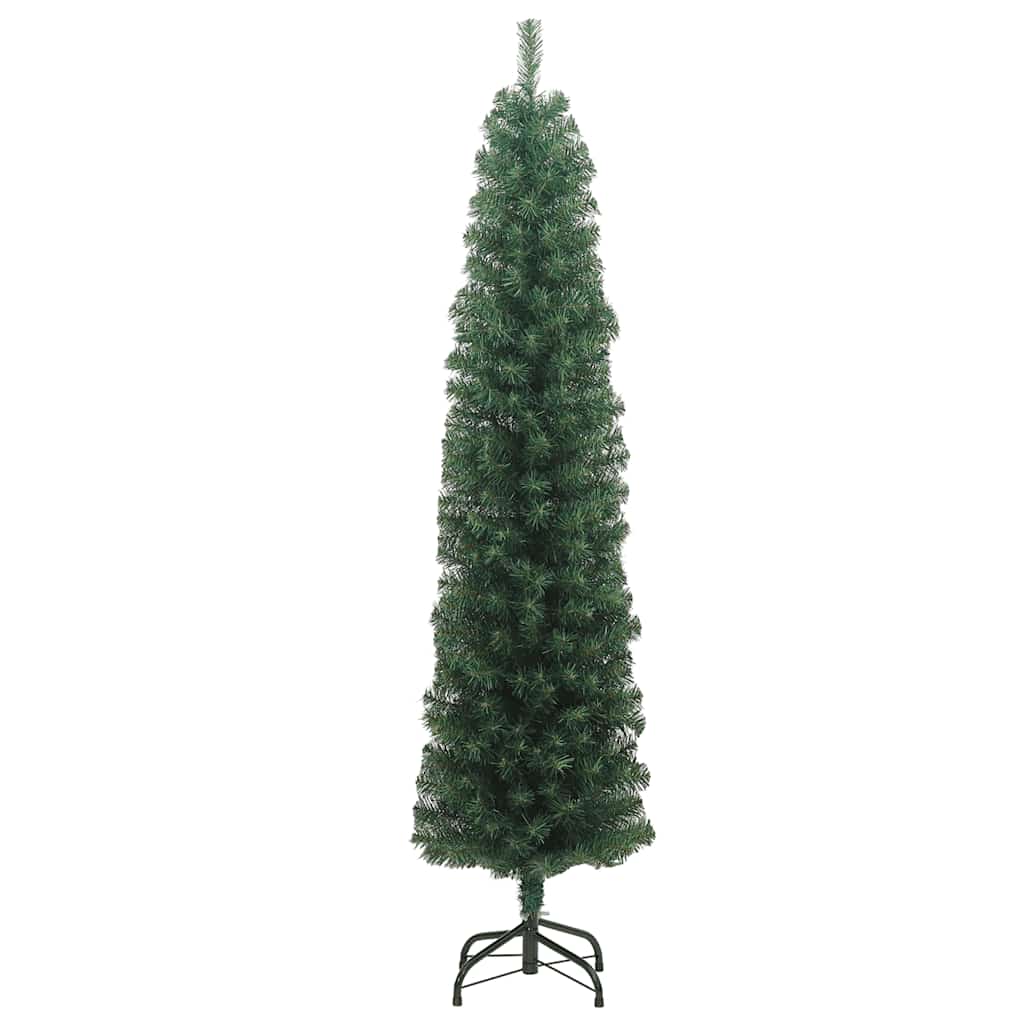 Sapin de Noël artificiel mince avec support vert 240 cm PVC - XIOS
