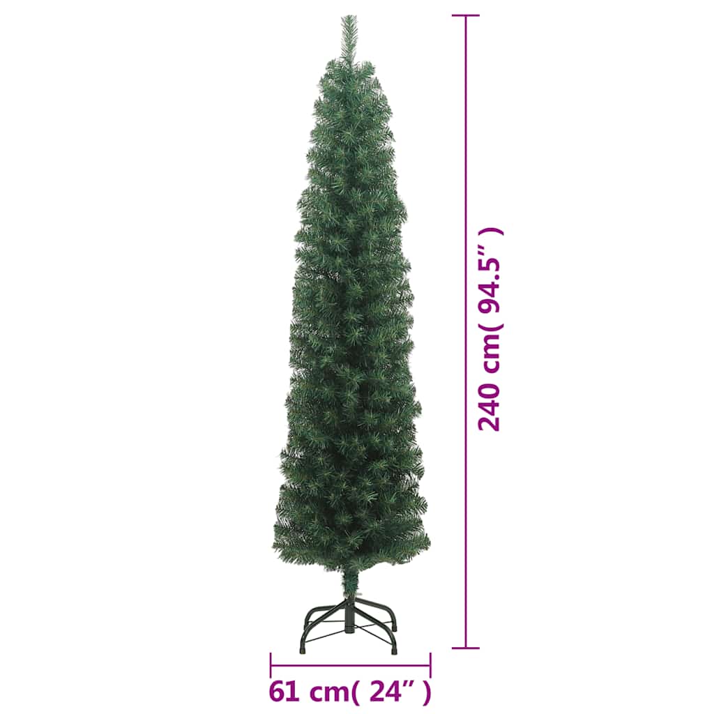 Sapin de Noël artificiel mince avec support vert 240 cm PVC - XIOS