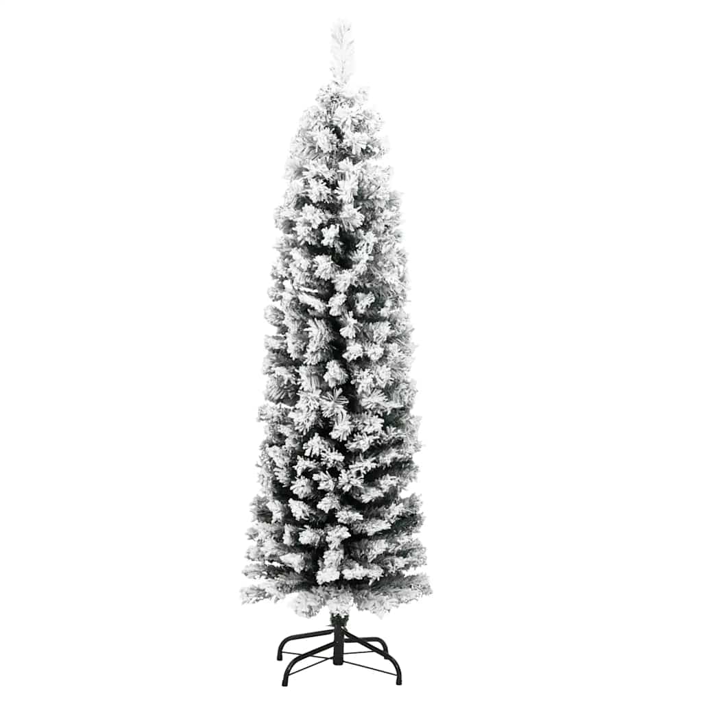 Sapin de Noël artificiel mince flocon de neige vert 150 cm PVC - XIOS