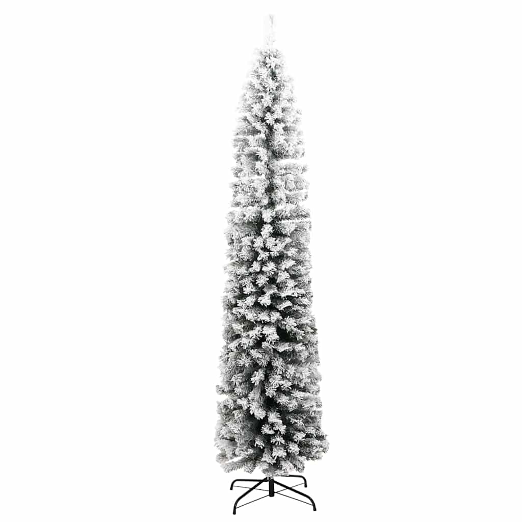 Sapin de Noël artificiel mince flocon de neige vert 210 cm PVC - XIOS