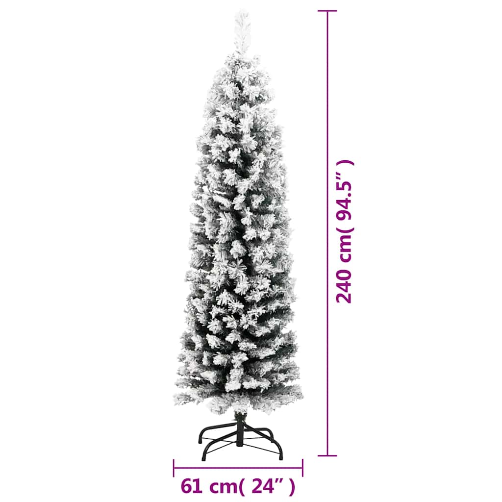 Sapin de Noël artificiel mince flocon de neige vert 240 cm PVC - XIOS