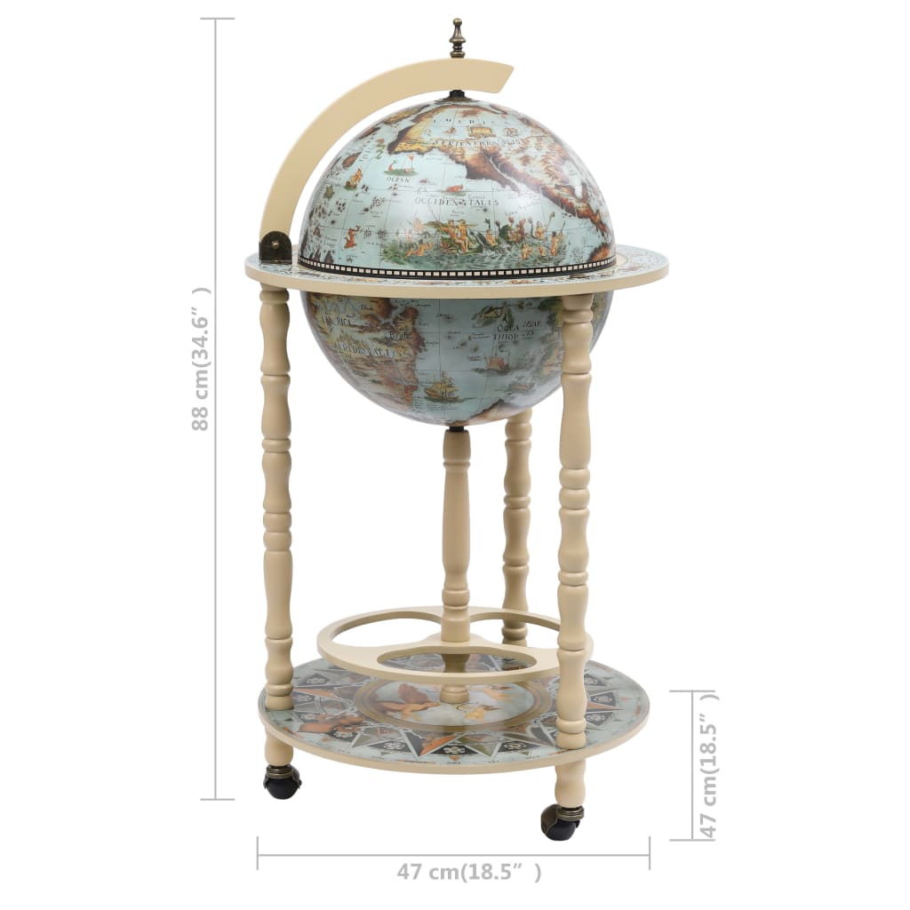 Bar sous forme de globe Bois d'eucalyptus Bleu - XIOS