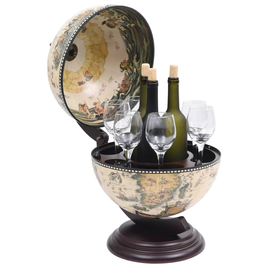 Support de vin globe de dessus de table Bois d'eucalyptus Blanc Caves à vins & spiritueux vidaXL