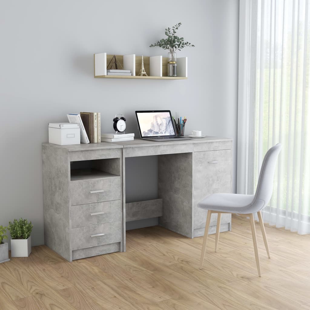 Bureau Gris béton 140x50x76 cm Bois d’ingénierie Bureaux vidaXL