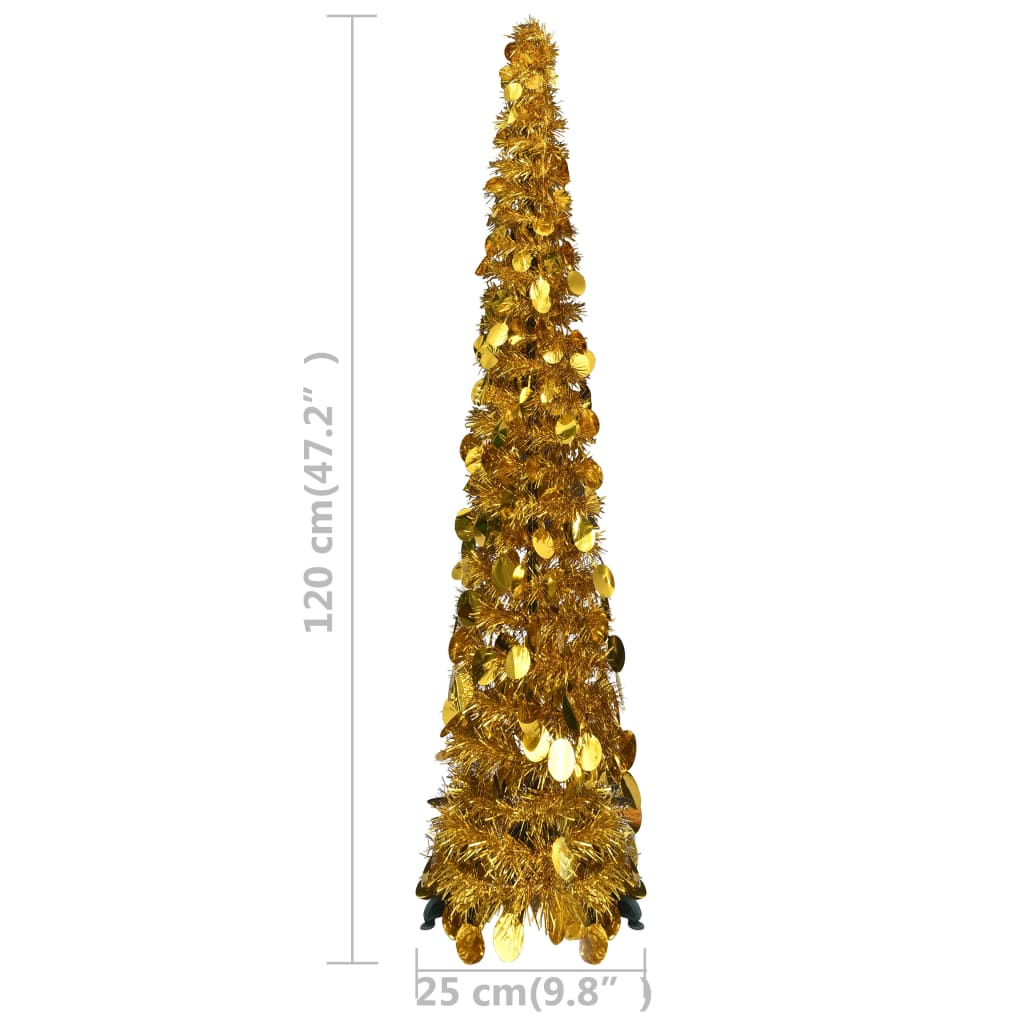 Sapin de Noël artificiel escamotable doré 120 cm PET - XIOS