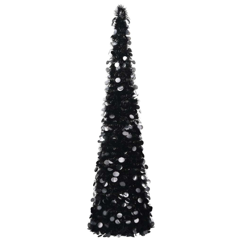 Sapin de Noël artificiel escamotable noir 150 cm PET - XIOS