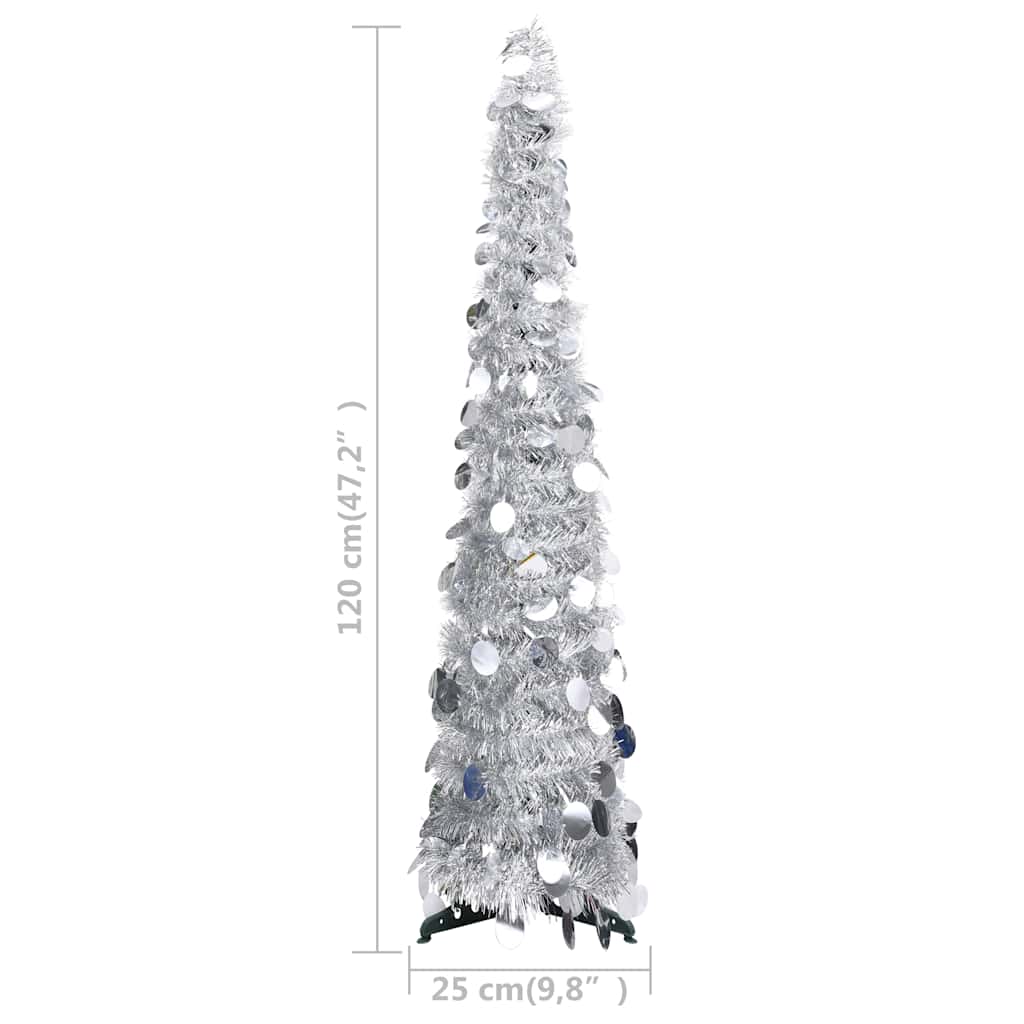 Sapin de Noël artificiel escamotable argenté 120 cm PET - XIOS