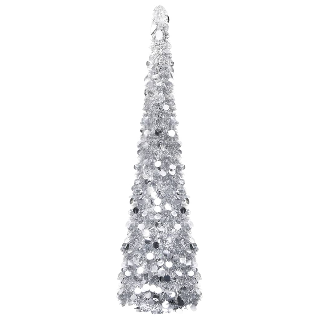Sapin de Noël artificiel escamotable argenté 180 cm PET - XIOS