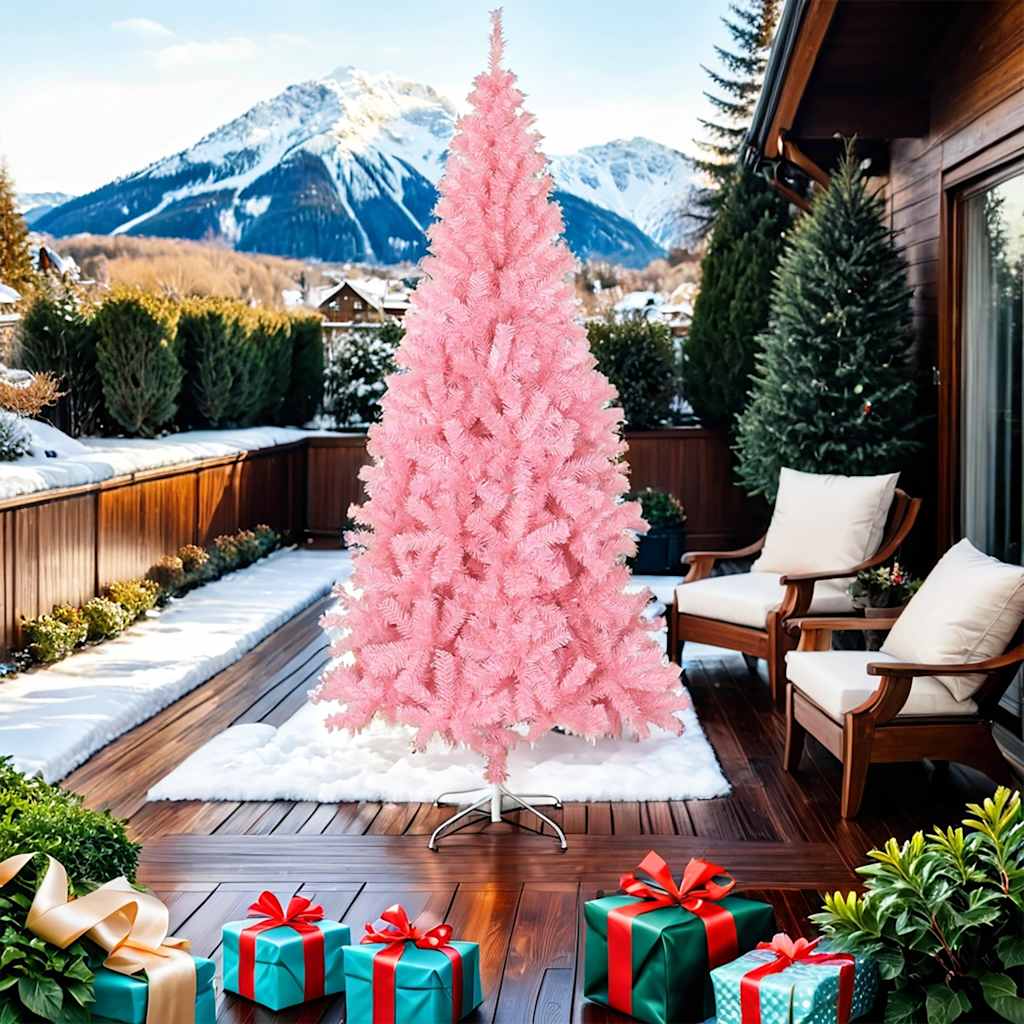 Sapin de Noël artificiel avec support rose 210 cm PVC - XIOS