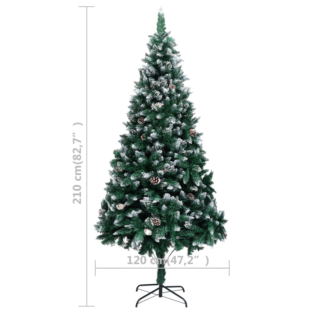 Sapin de Noël avec pommes de pin et neige blanche 210 cm - XIOS