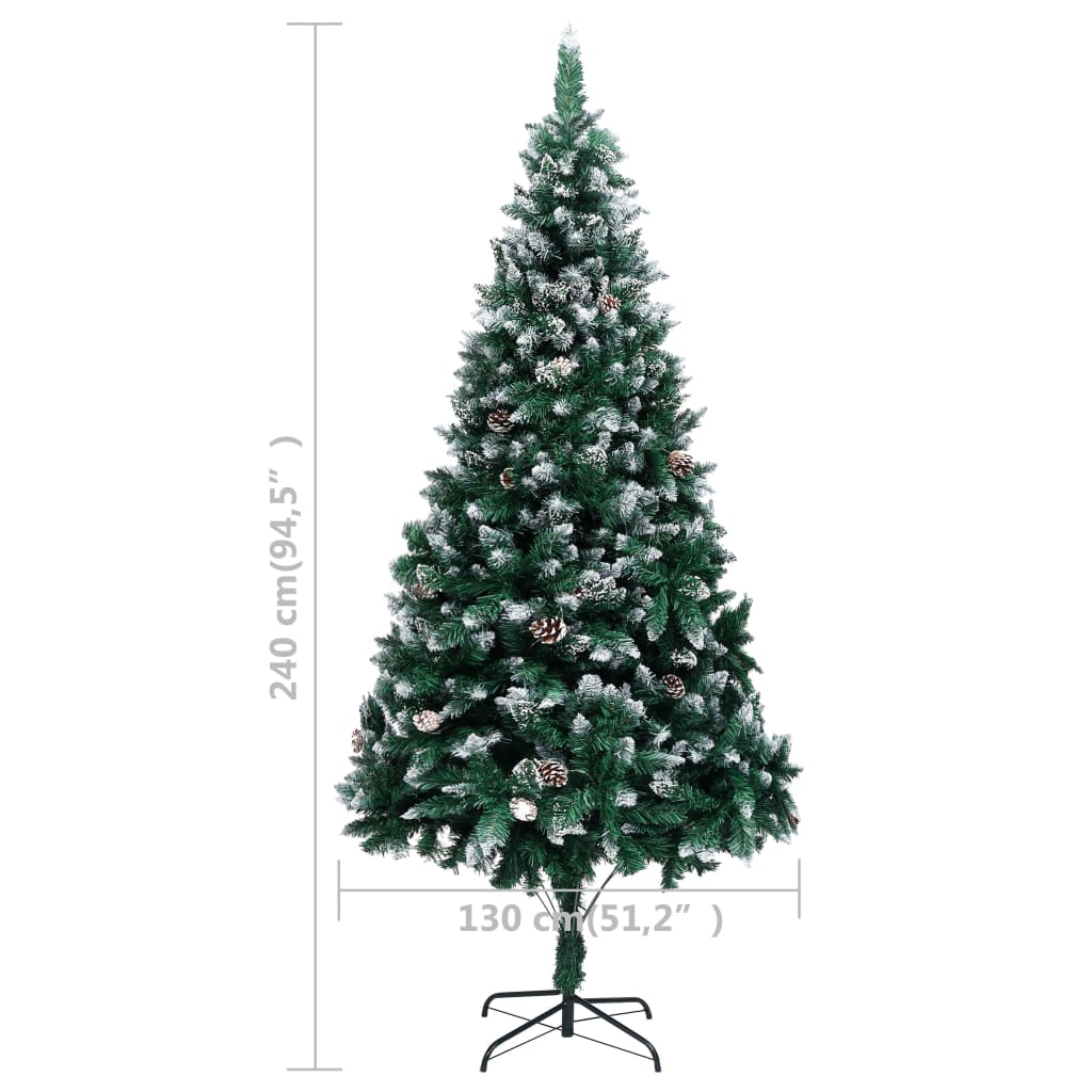 Sapin de Noël avec pommes de pin et neige blanche 240 cm - XIOS