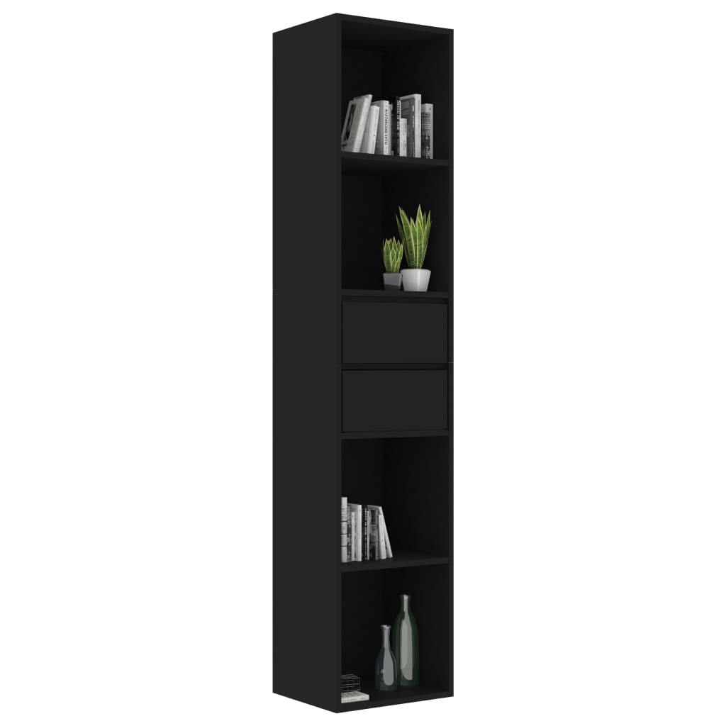 Bibliothèque Noir 36x30x171 cm Bois d'ingénierie - XIOS