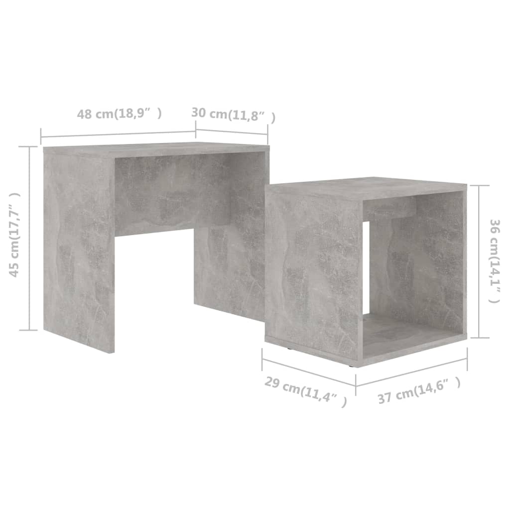 Ensemble de table basse Gris béton 48x30x45 cm Bois ingénierie - XIOS