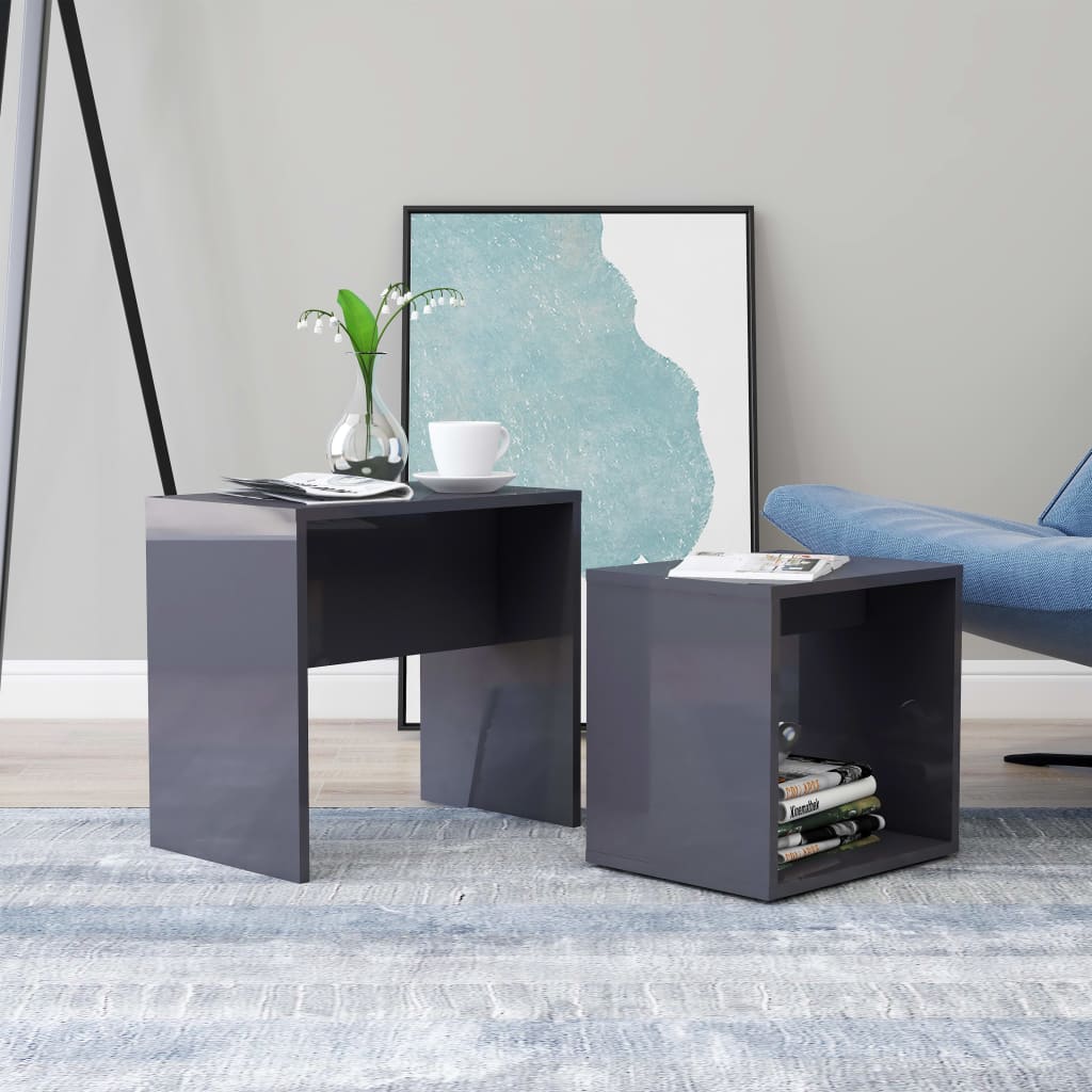 Ensemble de table basse Gris brillant Bois d'ingénierie - XIOS