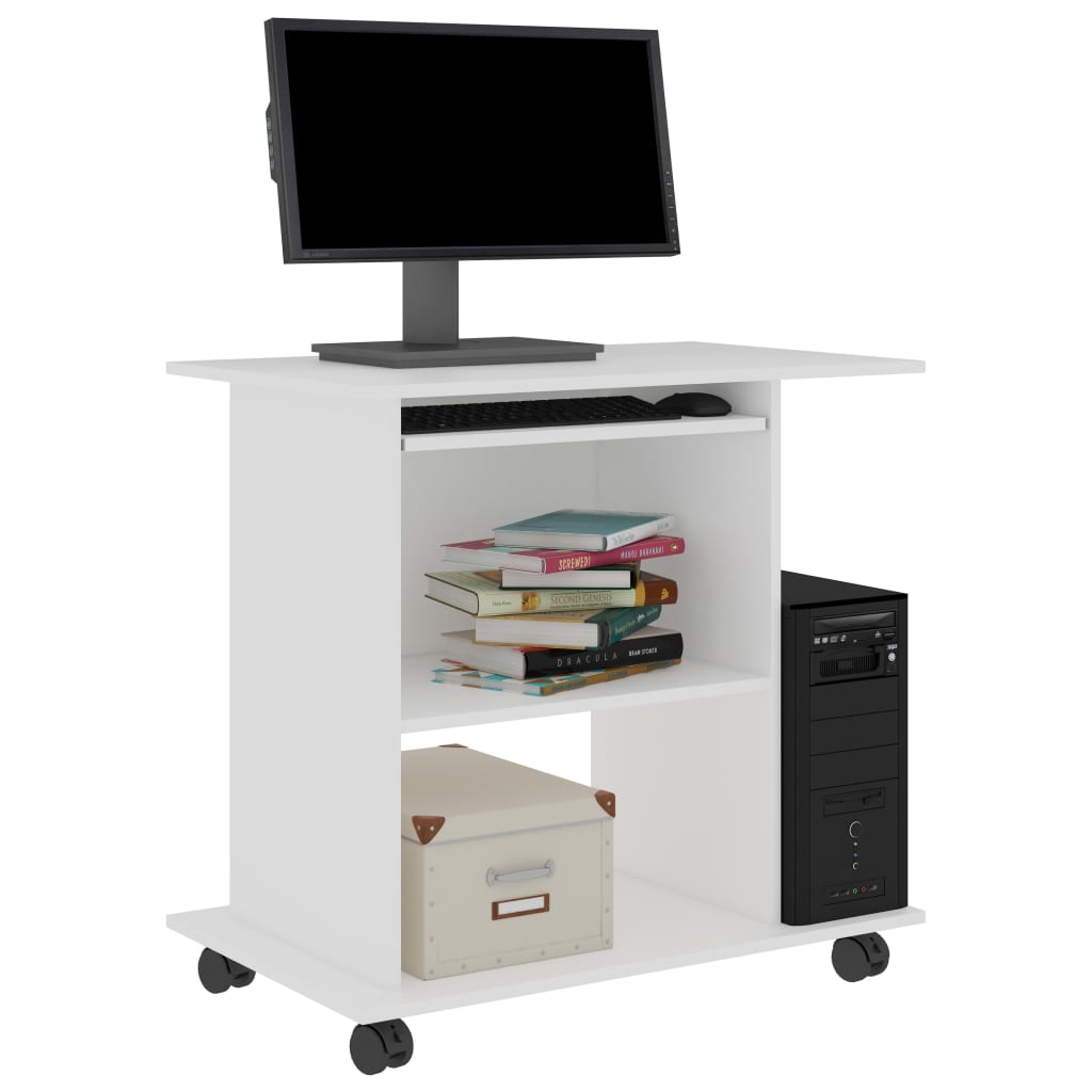 Bureau d'ordinateur Blanc 80x50x75 cm Bois d'ingénierie Bureaux vidaXL
