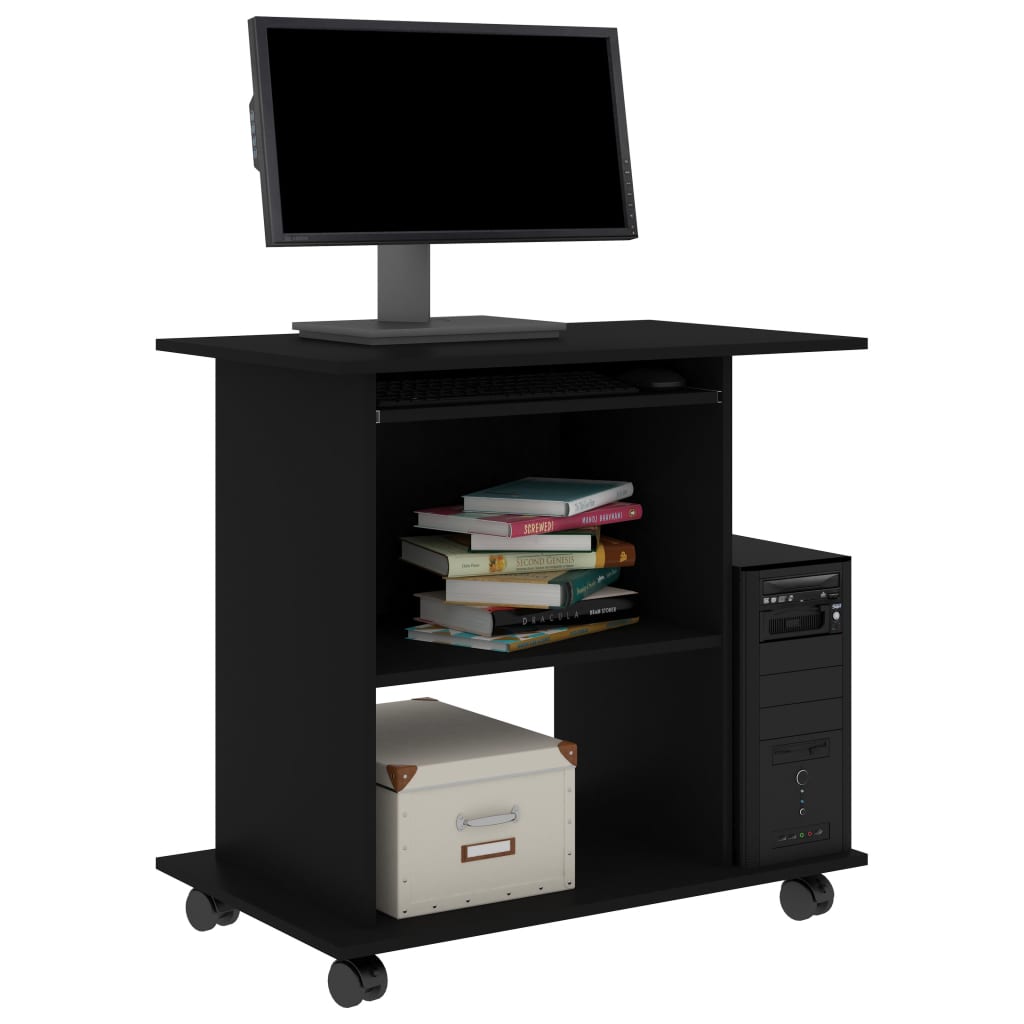 Bureau d'ordinateur Noir 80x50x75 cm Bois d'ingénierie - XIOS