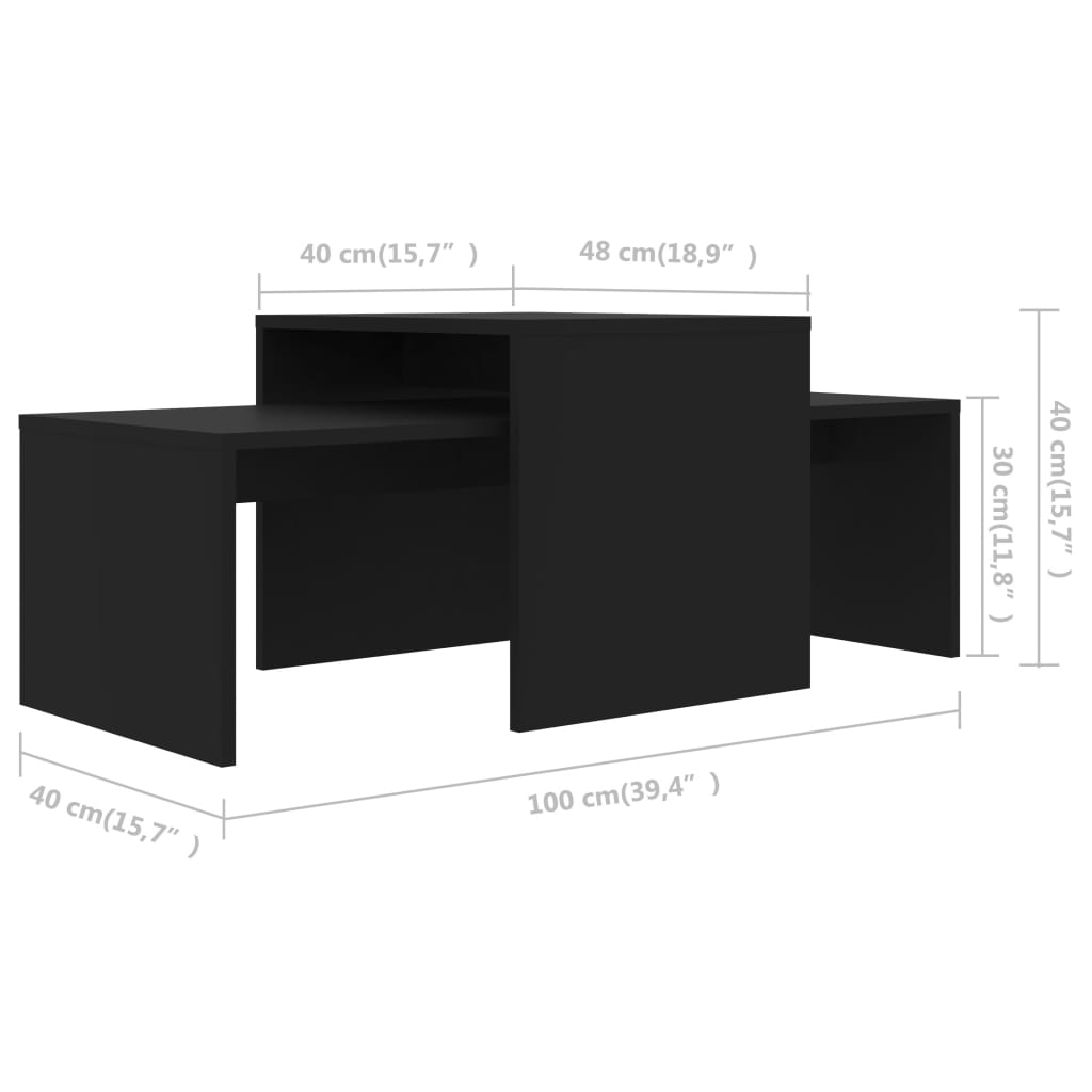 Ensemble de tables basses Noir 100x48x40 cm bois d’ingénierie - XIOS
