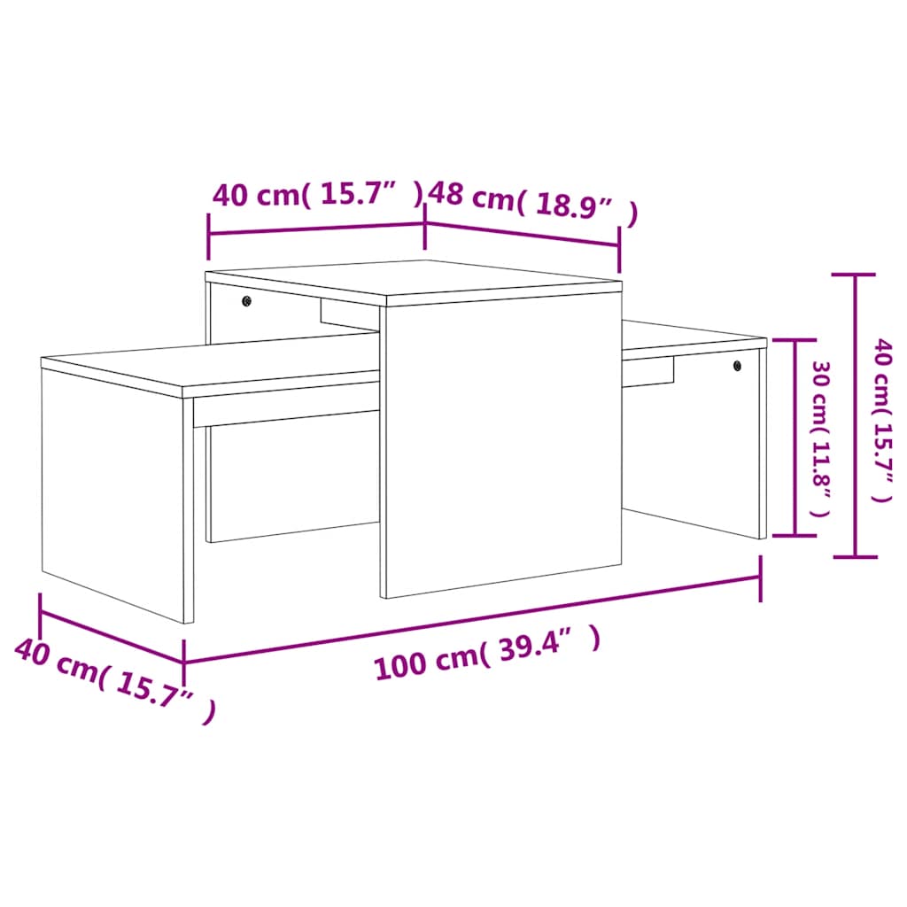 Ensemble de tables basses Chêne sonoma bois d’ingénierie - XIOS