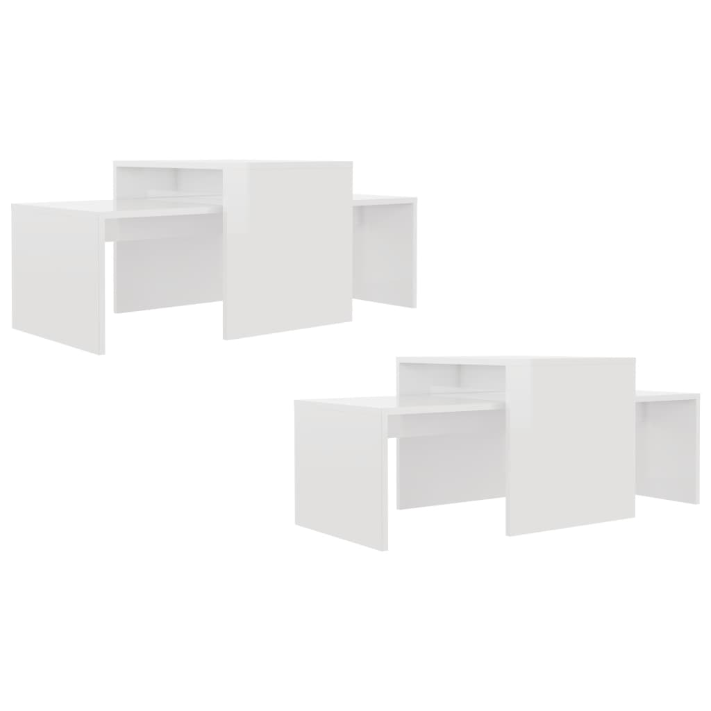 Ensemble de table basse Blanc brillant Bois d’ingénierie - XIOS