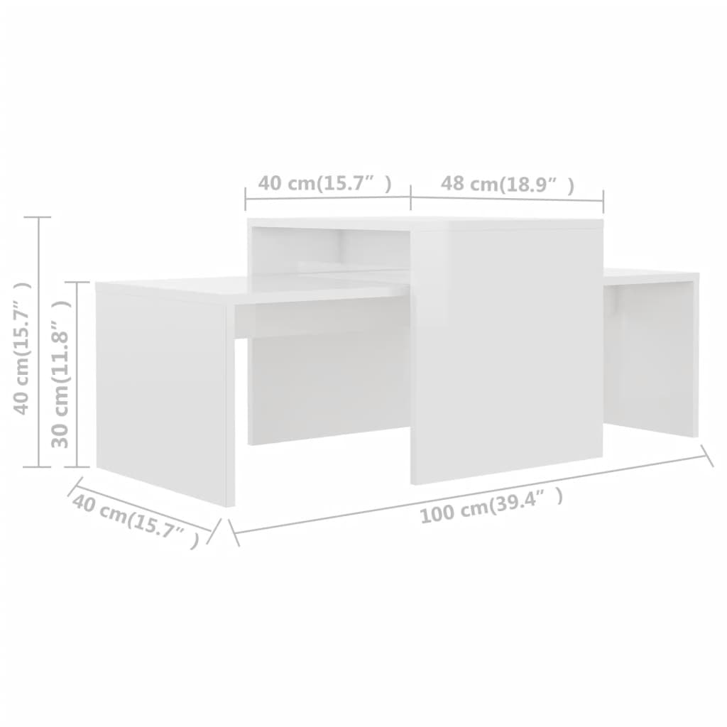 Ensemble de table basse Blanc brillant Bois d’ingénierie - XIOS