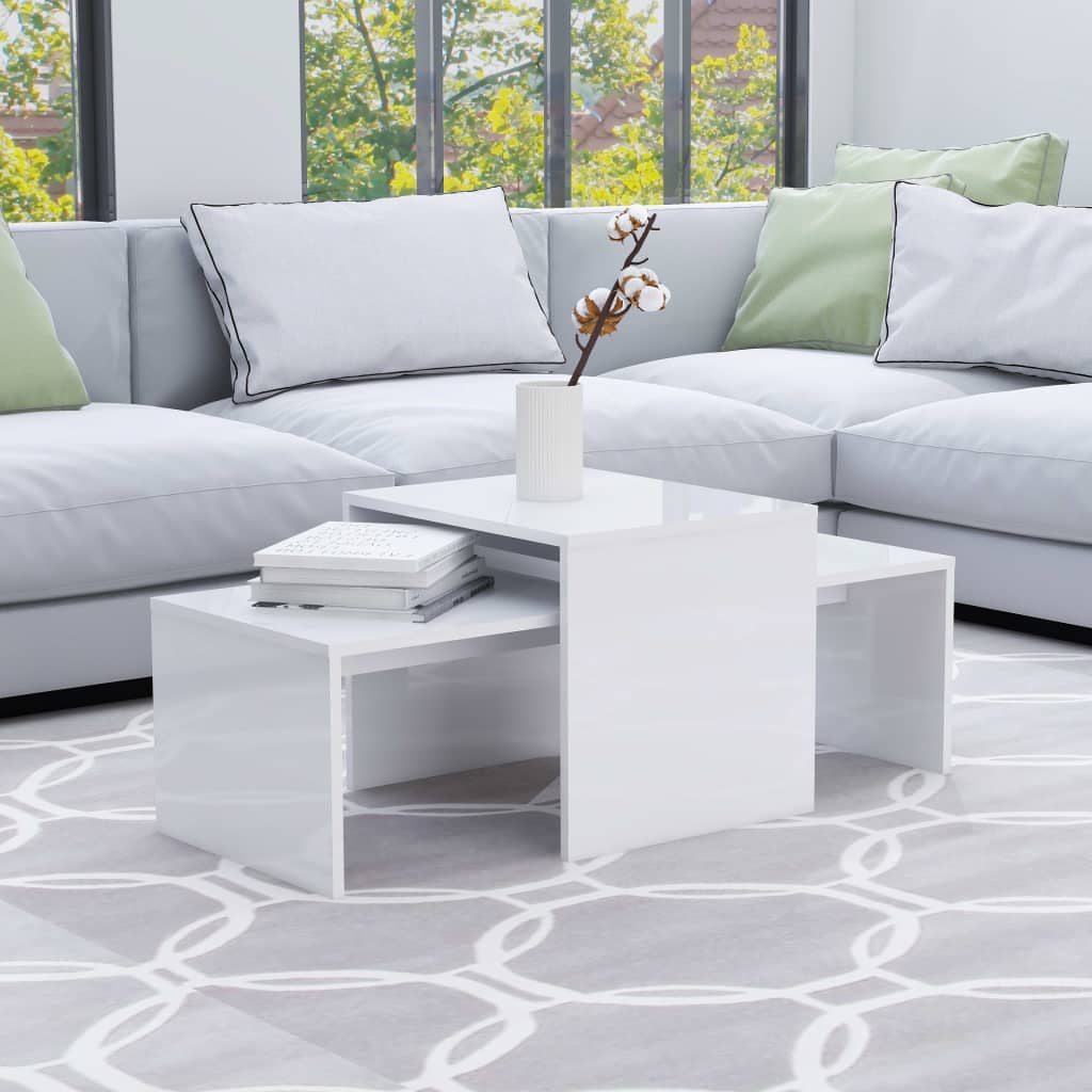 Ensemble de table basse Blanc brillant Bois d’ingénierie - XIOS
