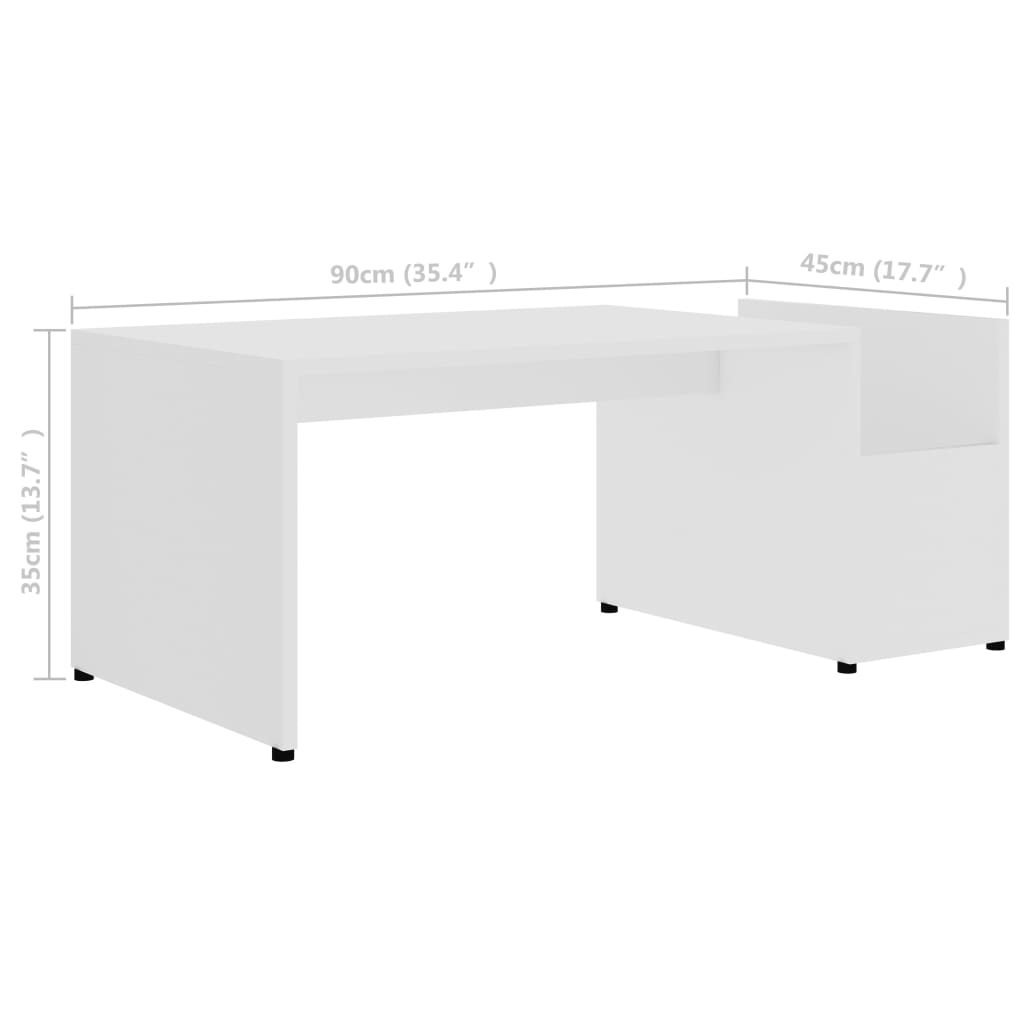 Table basse Blanc 90x45x35 cm bois d’ingénierie - XIOS