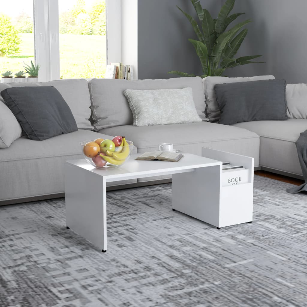 Table basse Blanc 90x45x35 cm bois d’ingénierie - XIOS