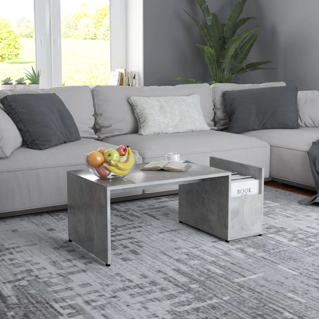 Table basse Gris béton 90x45x35 cm bois d’ingénierie - XIOS