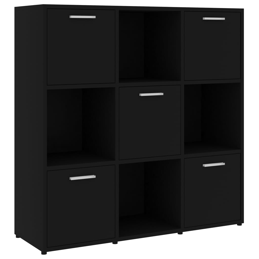 Bibliothèque Noir 90x30x90 cm Bois d’ingénierie - XIOS