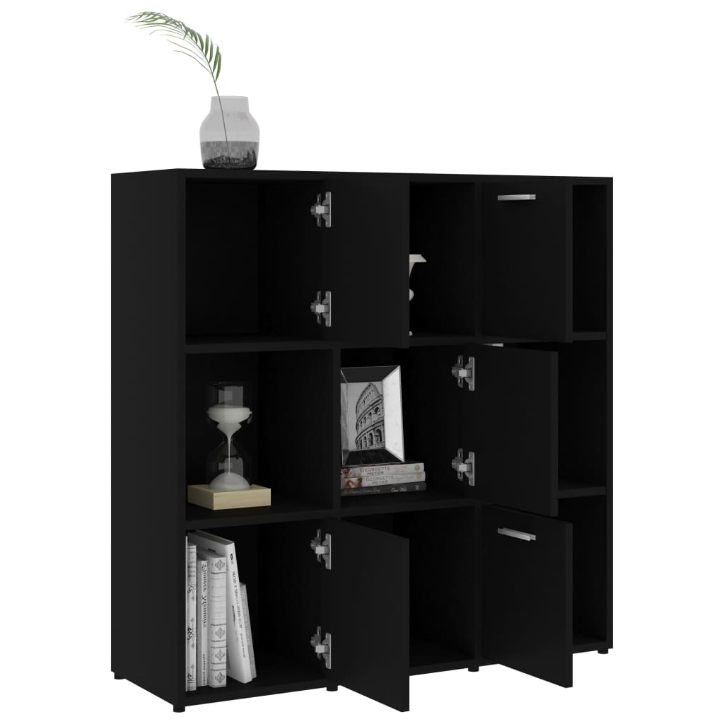 Bibliothèque Noir 90x30x90 cm Bois d’ingénierie - XIOS