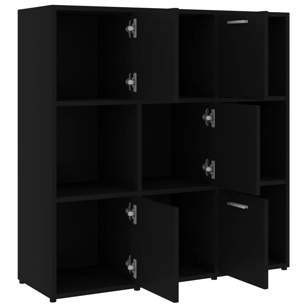 Bibliothèque Noir 90x30x90 cm Bois d’ingénierie - XIOS