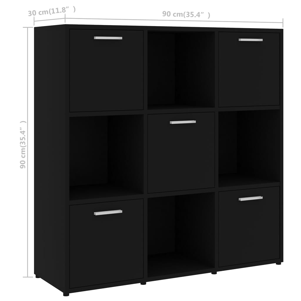 Bibliothèque Noir 90x30x90 cm Bois d’ingénierie - XIOS