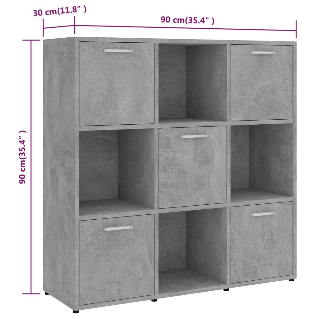 Bibliothèque Gris béton 90x30x90 cm Bois d’ingénierie - XIOS
