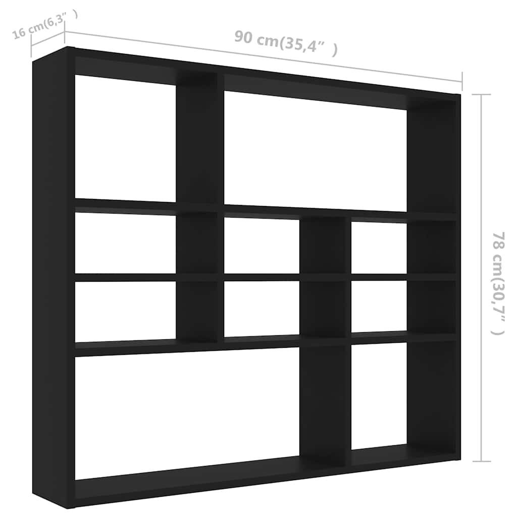 Étagère murale Noir 90x16x78 cm Bois d’ingénierie - XIOS